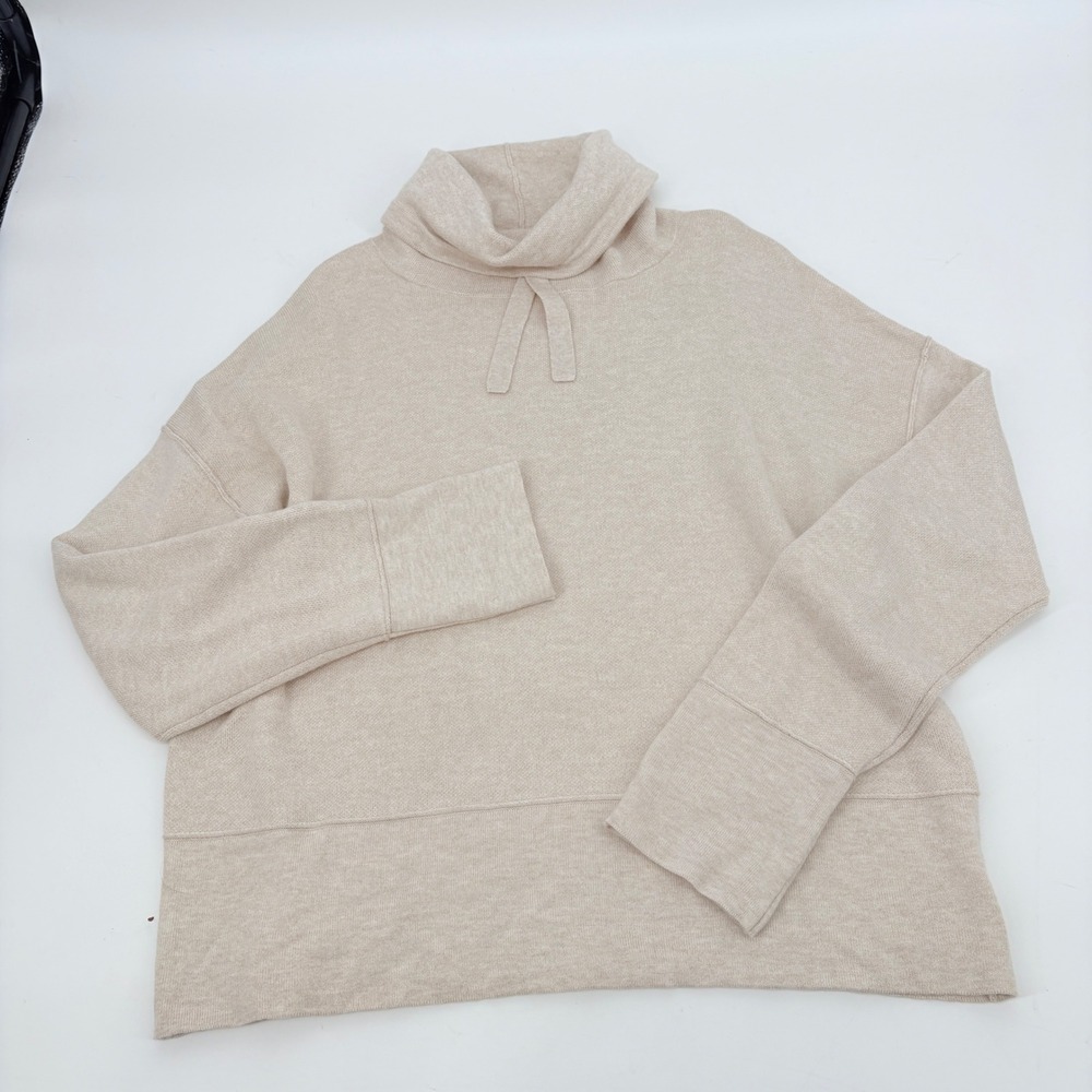 NWOT Universal Thread Cowl Neck Drawstring Pullover Sweater Beige Large Cozy - Picture 2 of 10